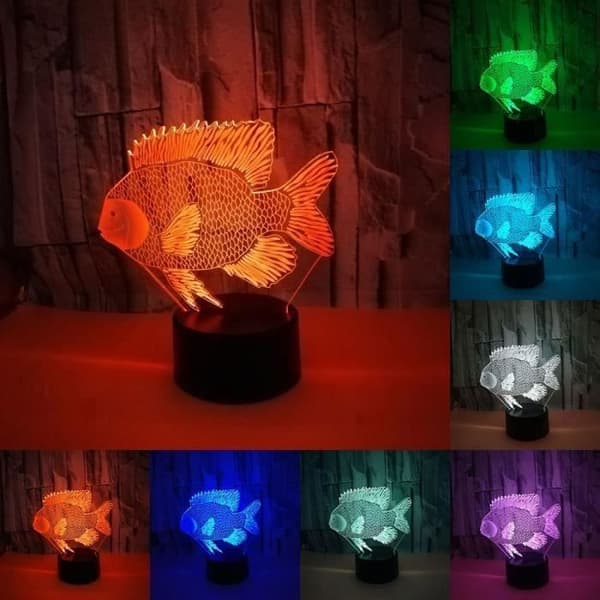 Söt Guldfisk 3D LED USB Dekorativt LED Nattljus Presenter för barn i sovrummet för barn 7 färger Belysning Lampa Barnkabel L02AE