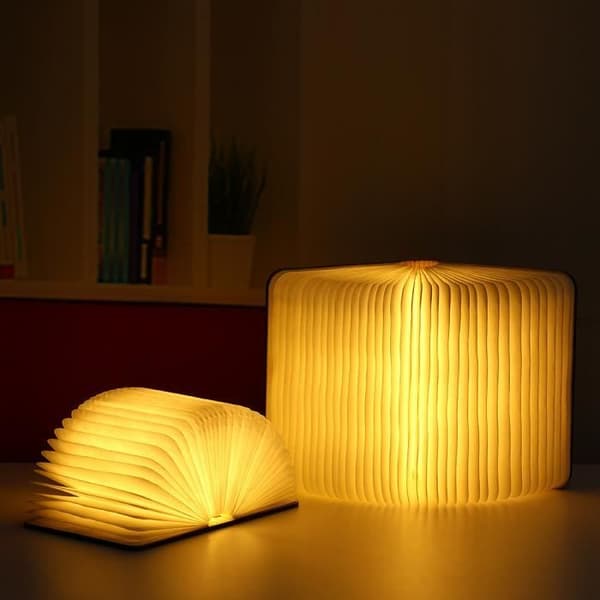 Design Sänglampa Bokform Vikbar läslampa LED USB Uppladdningsbar Dekorativ Tre färger Ljus 17x21cm