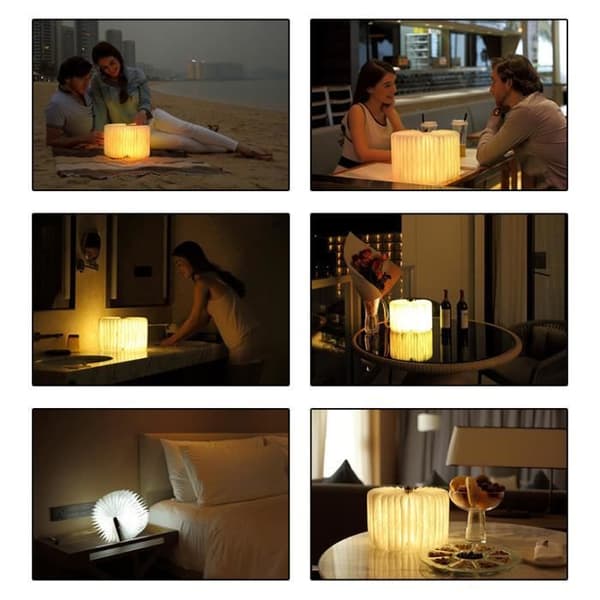 Design Sänglampa Bokform Vikbar läslampa LED USB Uppladdningsbar Dekorativ Tre färger Ljus 17x21cm