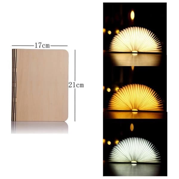 Design Sänglampa Bokform Vikbar läslampa LED USB Uppladdningsbar Dekorativ Tre färger Ljus 17x21cm