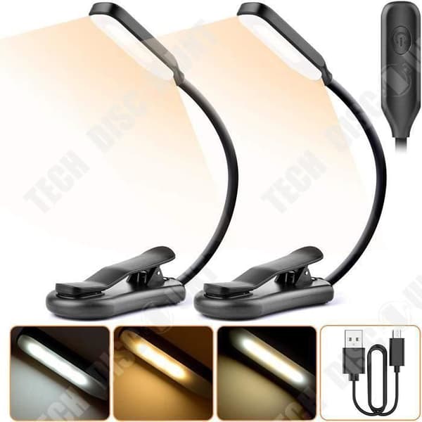 TD® NetBoat 2PCS bokläslampa, 7 LED [Cool &amp; Warm White Light], 3 ljusstyrkelägen, flexibel nacke, sovande nattljus