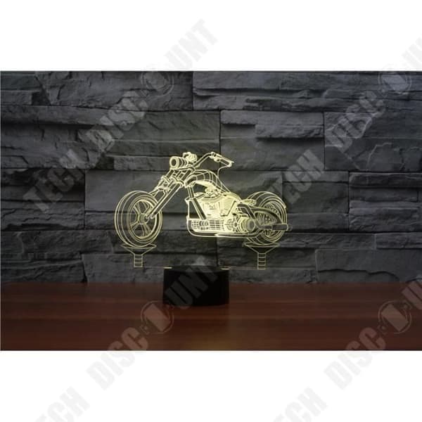 TD® 3D LED-lampa Motorcykelform /7 Färgbyte Touch Switch LED Nattljus Akryldekoration Nattljuspresent