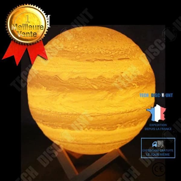 TD® Jupiter-formad bordslampa 3D LED-ljus bord planet utseende original inredningsarmatur