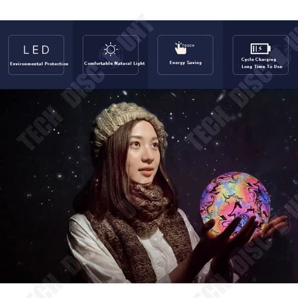 TD® Creative Moonlight skrivbordslampa målad spöklik LED 3D nattlampa - LED nattlampa i sovrummet - Heminredning