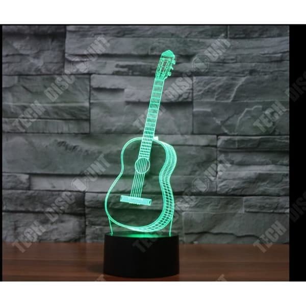 TD® LED-lampa i form av en Guitar 3D Night Light 7 färger - Skrivbordslampa dekoration för sovrum, bord, vardagsrum