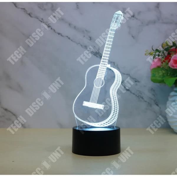 TD® LED-lampa i form av en Guitar 3D Night Light 7 färger - Skrivbordslampa dekoration för sovrum, bord, vardagsrum