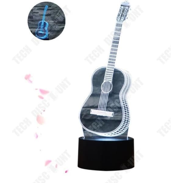 TD® LED-lampa i form av en Guitar 3D Night Light 7 färger - Skrivbordslampa dekoration för sovrum, bord, vardagsrum