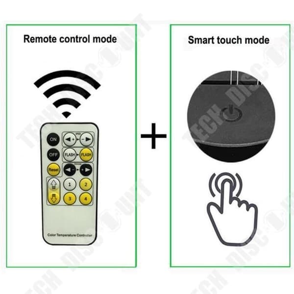 TD® Optisk bordslampa dekorativ touch 7 färger optisk illusion - Piranha modell - låg förbrukning USB-kabel eller 3 AA-batterier