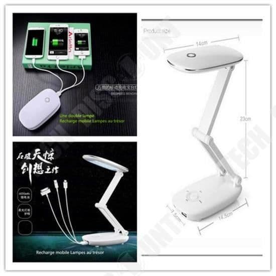TD® Lampa LED USB Laddning Nattljus- Vikbar Dual Use- Study Lamp for Student- Bordslampa USB Mobilladdare