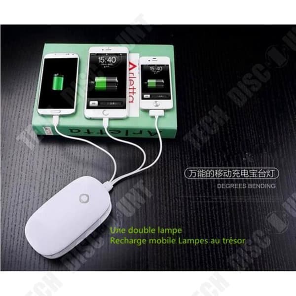 TD® Lampa LED USB Laddning Nattljus- Vikbar Dual Use- Study Lamp for Student- Bordslampa USB Mobilladdare
