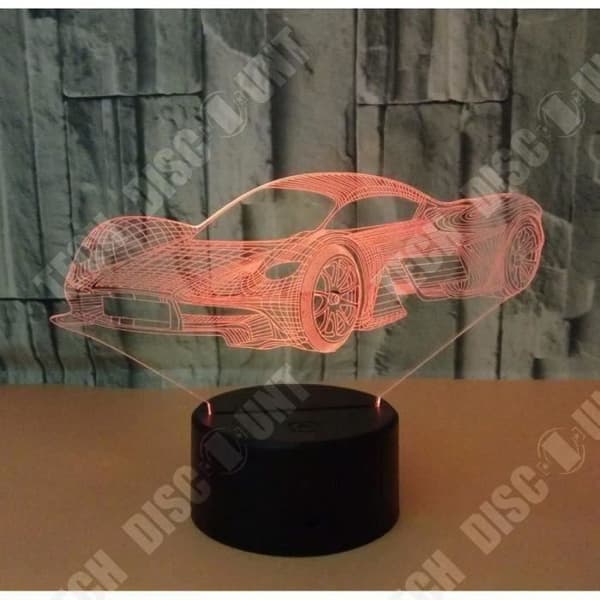 TD® Optisk bordslampa dekorativ touch 7 färger optisk illusion - bilmodell - låg förbrukning USB-kabel eller 3 AAA-batterier