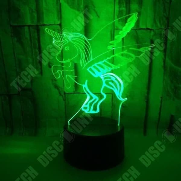 TD® Optisk bordslampa dekorativ taktil färg optisk illusion - baby enhörning modell - låg förbrukning USB-kabel 3 AAA-batterier