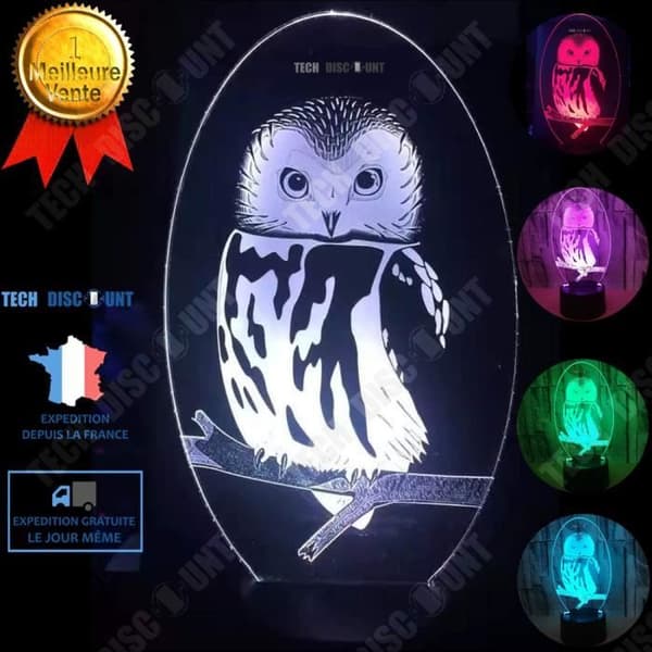 TD® Colorful Owl 3D Nattljus LED Touch Fjärrkontroll Present, 3D Atmosphere Liten Nattbordslampa, Inredningslampa i sovrummet