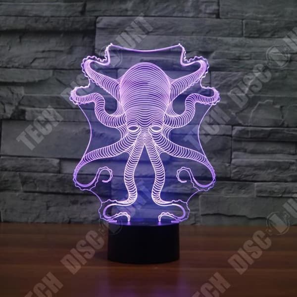 TD® Bordslampa 3D Touch Light USB-bord bläckfisk/ 7 färgskiftande atmosfärsljus Nattljus Nattlampa Sängbord