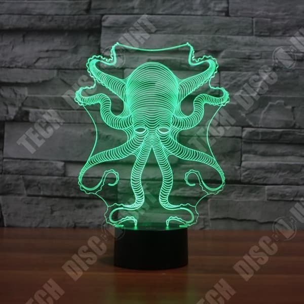 TD® Bordslampa 3D Touch Light USB-bord bläckfisk/ 7 färgskiftande atmosfärsljus Nattljus Nattlampa Sängbord