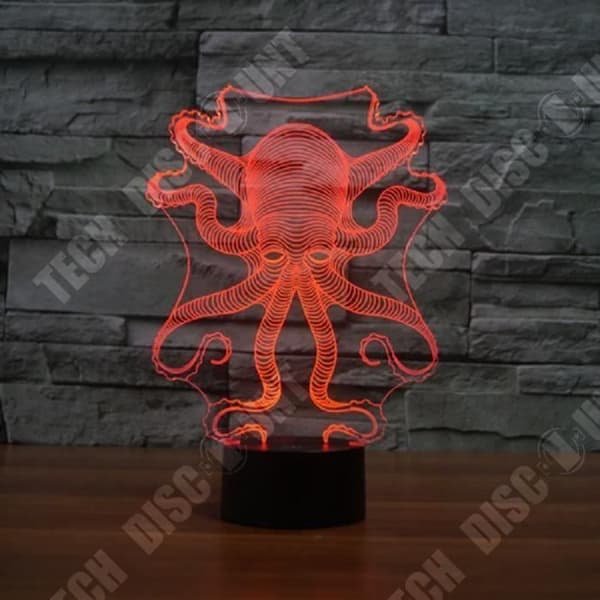 TD® Bordslampa 3D Touch Light USB-bord bläckfisk/ 7 färgskiftande atmosfärsljus Nattljus Nattlampa Sängbord
