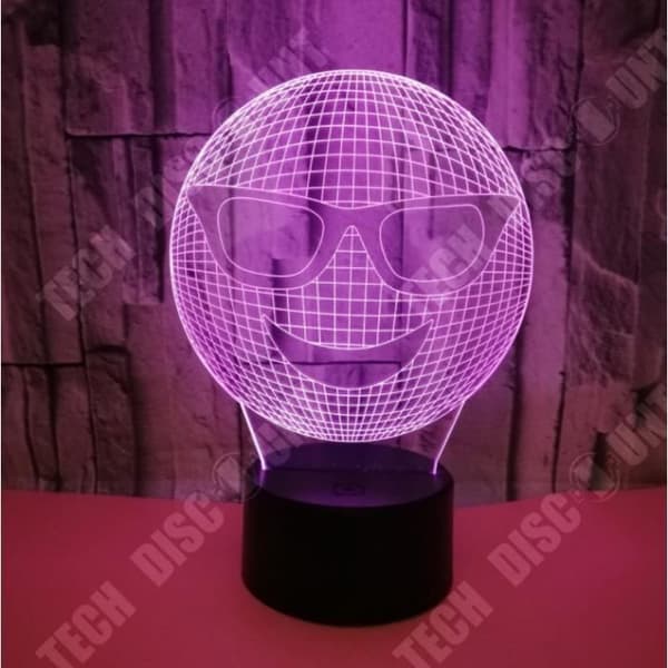 TD® Dekorativ USB Cool Emoji 7 färger Fjärrkontroll Optisk illusion Nattljus 3D Visualisering Bordsbordslampor 3D Glow LED Lam