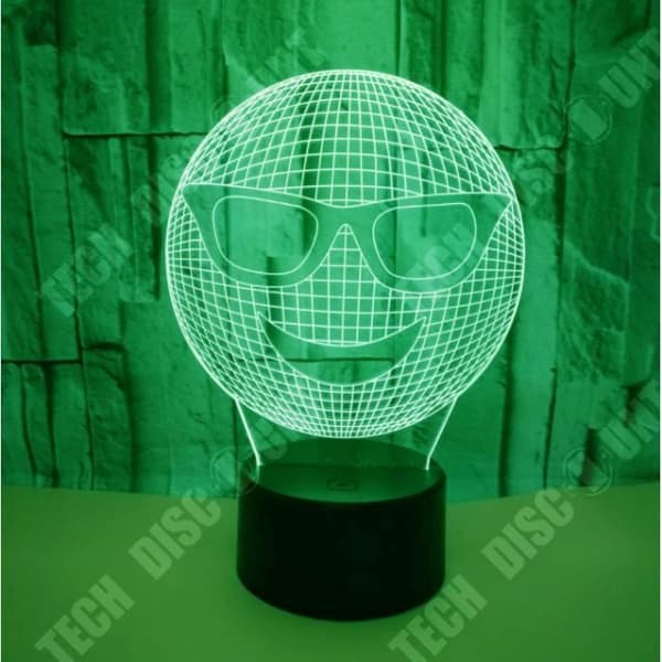 TD® Dekorativ USB Cool Emoji 7 färger Fjärrkontroll Optisk illusion Nattljus 3D Visualisering Bordsbordslampor 3D Glow LED Lam