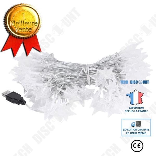 TD® 10m-32.8ft 80LED-slingor LED-lampa med femuddig stjärna Hemmafestprydnad