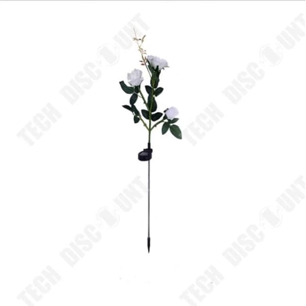 TD® 3-ljus dekorativ soldriven blomsterträdgårdslampa med vit rosenbuske