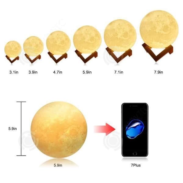 INN 16 Colors 3D-utskrift Månlampa - Touch 3D Moon Sänglampa LED Nattljus Sovrum Nattljus Julklapp