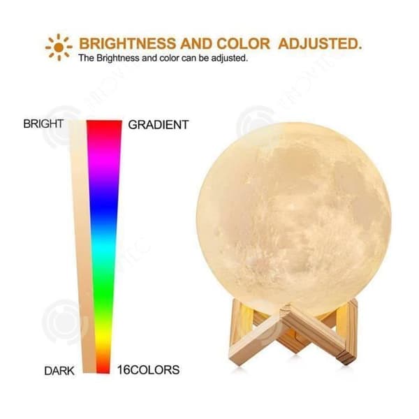 INN 16 Colors 3D-utskrift Månlampa - Touch 3D Moon Sänglampa LED Nattljus Sovrum Nattljus Julklapp