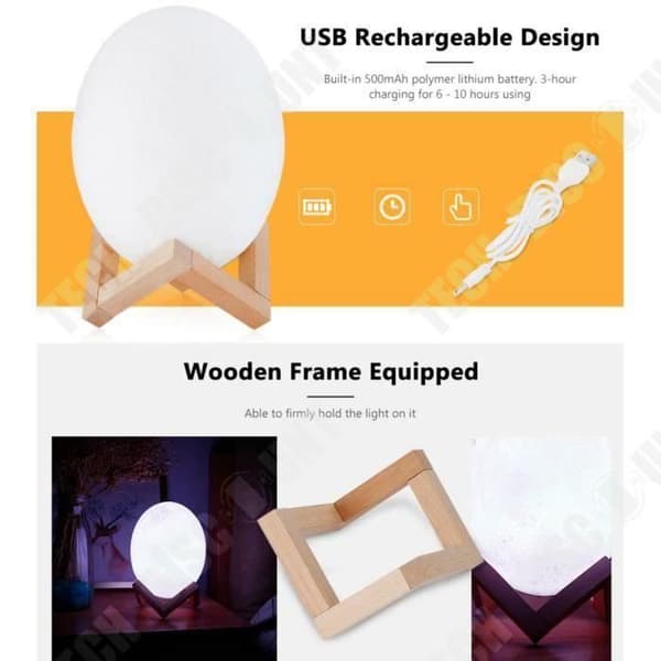 TD® Äggformad bordslampa LED-ljus inredning fotbollsmodell boll LED-ljus energisparande vit