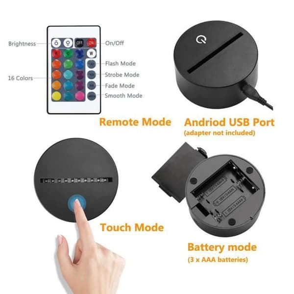 TD® Dekorativ USB-hund 7 färger Fjärrkontroll Optisk illusion Nattljus 3D-visualisering Bordsbordslampor 3D-glöd LED