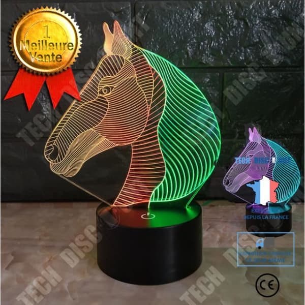 TD® xm10128-Hem Akrylglas färger Ändrar djurhäst Led nattlampor 3D led ljus bordsbordslampa