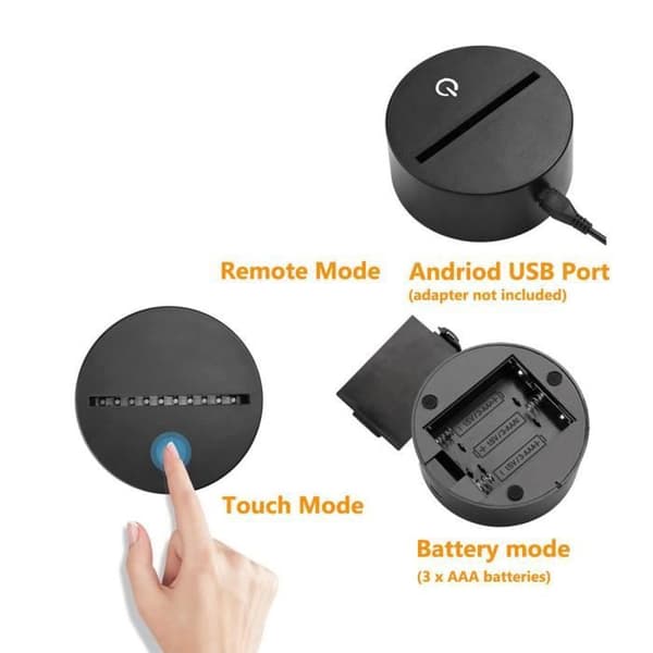 TD® Optisk bordslampa dekorativ touch 7 färger optisk illusion - fotbollsmodell - låg förbrukning USB-kabel eller 3 AA-batterier