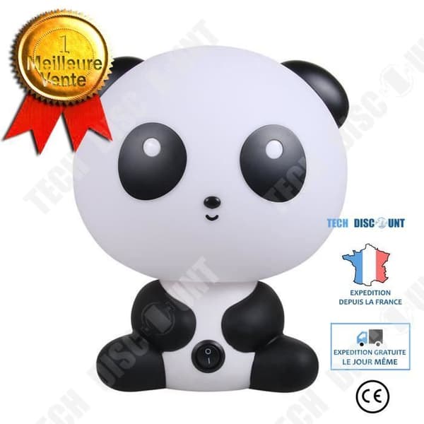 TD® Barnrumslampa/sänglampa Nattduksbord väckarklocka i form av en vit och svart panda/barnpresentdekoration