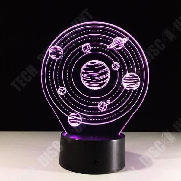 TD® 3D LED-lampa Universum Planet/Bord Illusion Universum Skrivbord/7 färgskiftande/Nattljus Bordslampa Nattljus för barn