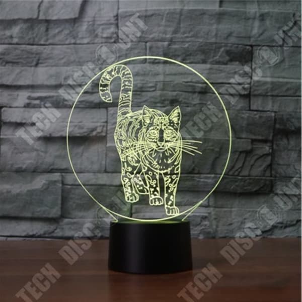 TD® 3D optisk LED nattlampa 3D LED stående nattlampa för katt med 7 ljusfärger för heminredningslampa Amazing V