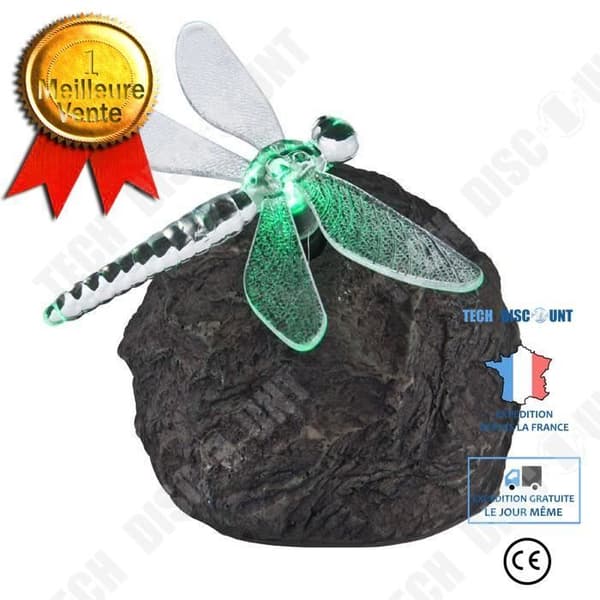 TD® Outdoor LED Solar Light Garden Color Changer Akrylsten Dragonfly Terrace Damm - Vattentät LED Solar Light