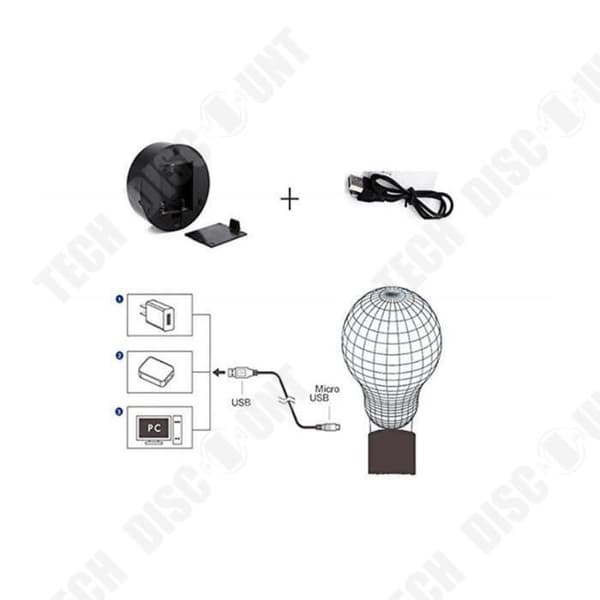 TD® Optisk bordslampa dekorativ touch 7 färger optisk illusion - brandbil - låg förbrukning USB-kabel eller 3 AA-batterier