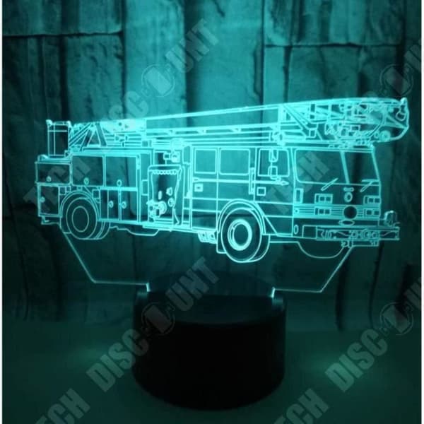 TD® Optisk bordslampa dekorativ touch 7 färger optisk illusion - brandbil - låg förbrukning USB-kabel eller 3 AA-batterier