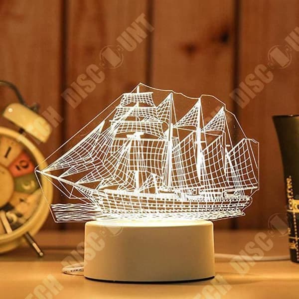 TD® Optisk bordslampa dekorativ taktil trend optisk illusion - båtmodell - strömförsörjningsknapp lampa USB-ljuskälla
