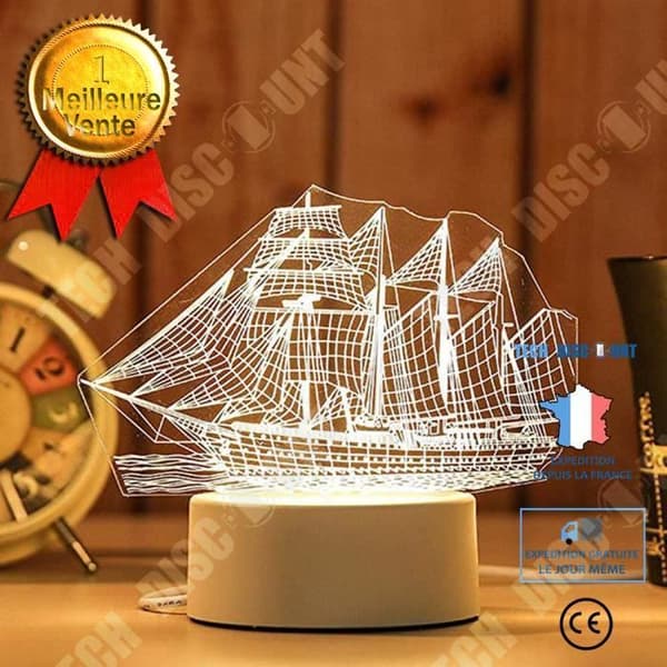 TD® Optisk bordslampa dekorativ taktil trend optisk illusion - båtmodell - strömförsörjningsknapp lampa USB-ljuskälla