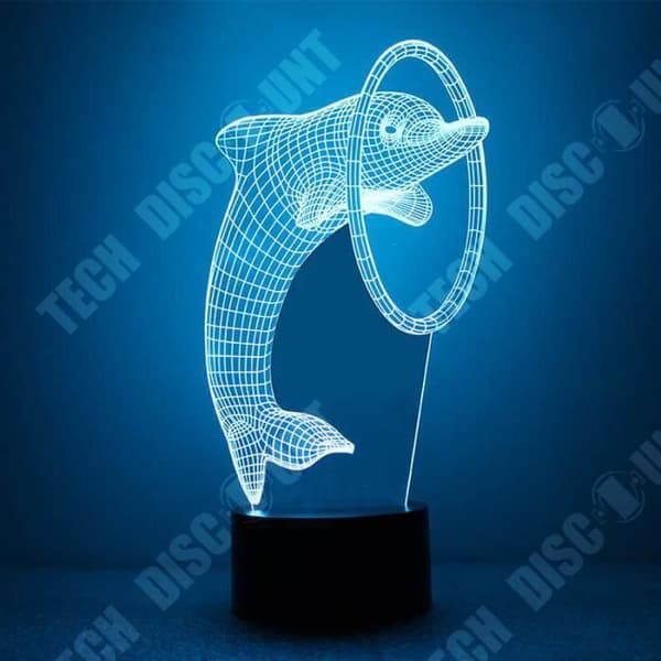 TD® Optisk bordslampa dekorativ touch 7 färger optisk illusion delfinmodell - låg förbrukning USB-kabel eller nätkontakt
