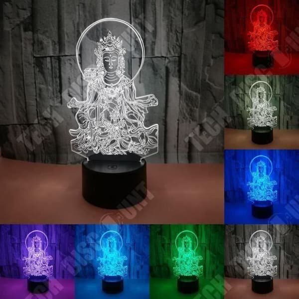 TD® Optisk bordslampa dekorativ touch 7 färger optisk illusion - Buddha-modell - låg förbrukning USB-kabel eller 3 batterier