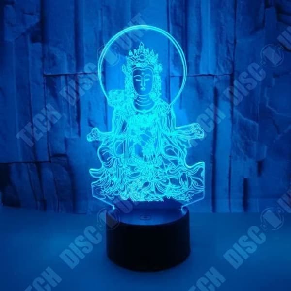 TD® Optisk bordslampa dekorativ touch 7 färger optisk illusion - Buddha-modell - låg förbrukning USB-kabel eller 3 batterier