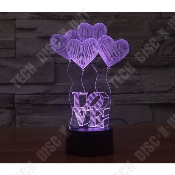 TD® 4 Hjärtformad bordslampa LOVE - 3D-ljus Energisparlampa - Färgskiftande Flerfärgad