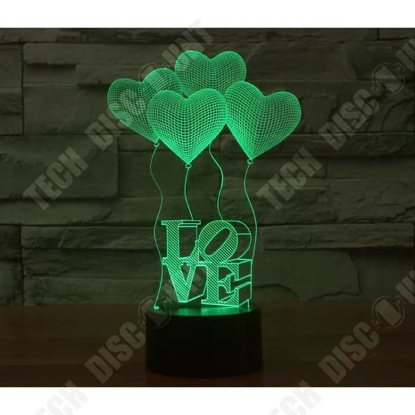 TD® 4 Hjärtformad bordslampa LOVE - 3D-ljus Energisparlampa - Färgskiftande Flerfärgad
