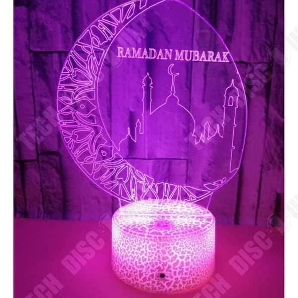 TD® Akryl Bordslampa Muslim Ramadan Dekorationsljus 3D Stereo LED-ljus-Hellogram Nattljus Sovrumsdekoration