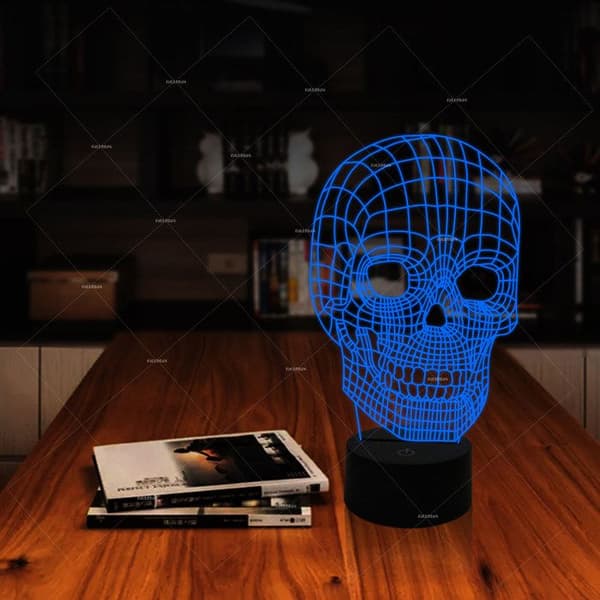 TD® 3D Skull Bulbing Lamp Skull Dekorativ nattlampa Lampa Hologram Visuell pekknapp