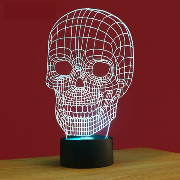 TD® 3D Skull Bulbing Lamp Skull Dekorativ nattlampa Lampa Hologram Visuell pekknapp