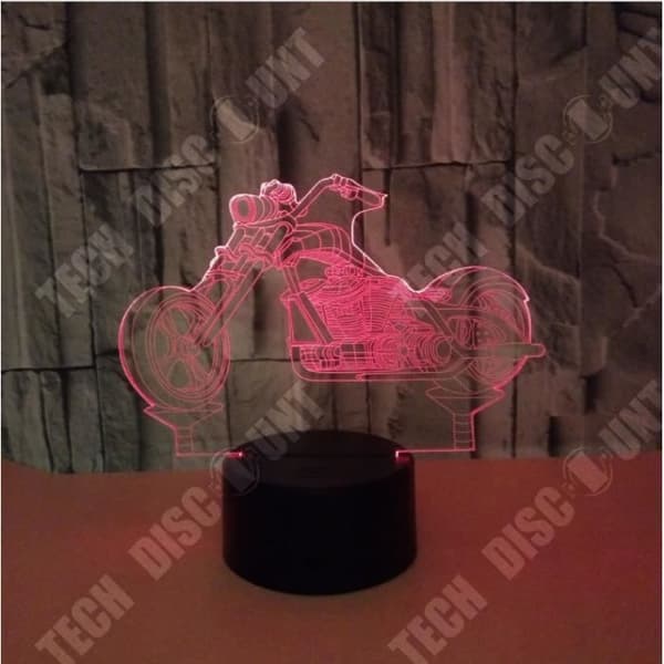 TD® XM669-Hmnzxy Ny motorcykel Färgglad 3D Ljus Kristall Akryl Visuell Stereo Ljus 3D Touch Liten Bordslampa