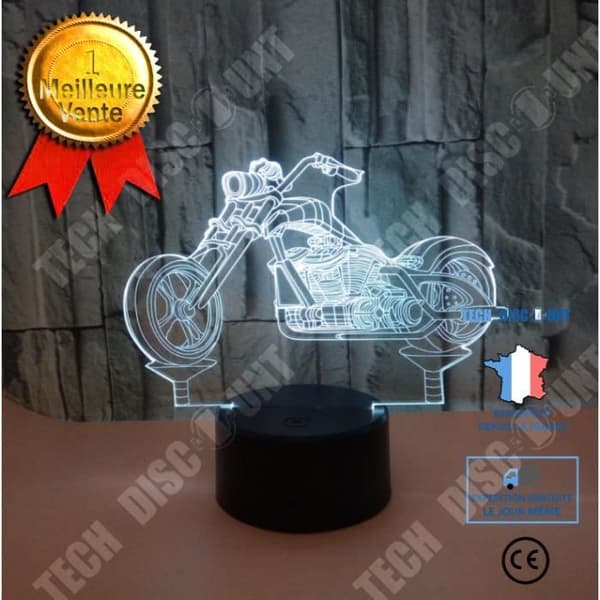 TD® XM669-Hmnzxy Ny motorcykel Färgglad 3D Ljus Kristall Akryl Visuell Stereo Ljus 3D Touch Liten Bordslampa