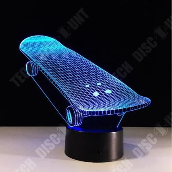 TD® Optisk bordslampa dekorativ taktil 7 färger optisk illusion - skatemodell - USB-kabel med låg förbrukning eller 3 AAA-batterier