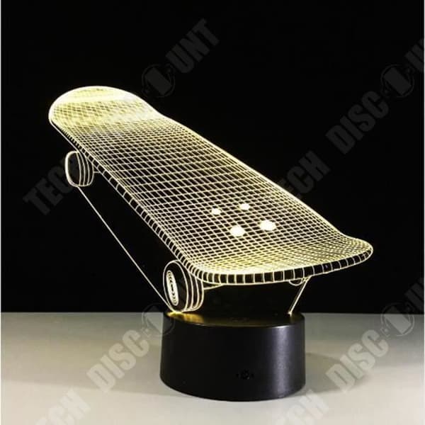 TD® Optisk bordslampa dekorativ taktil 7 färger optisk illusion - skatemodell - USB-kabel med låg förbrukning eller 3 AAA-batterier